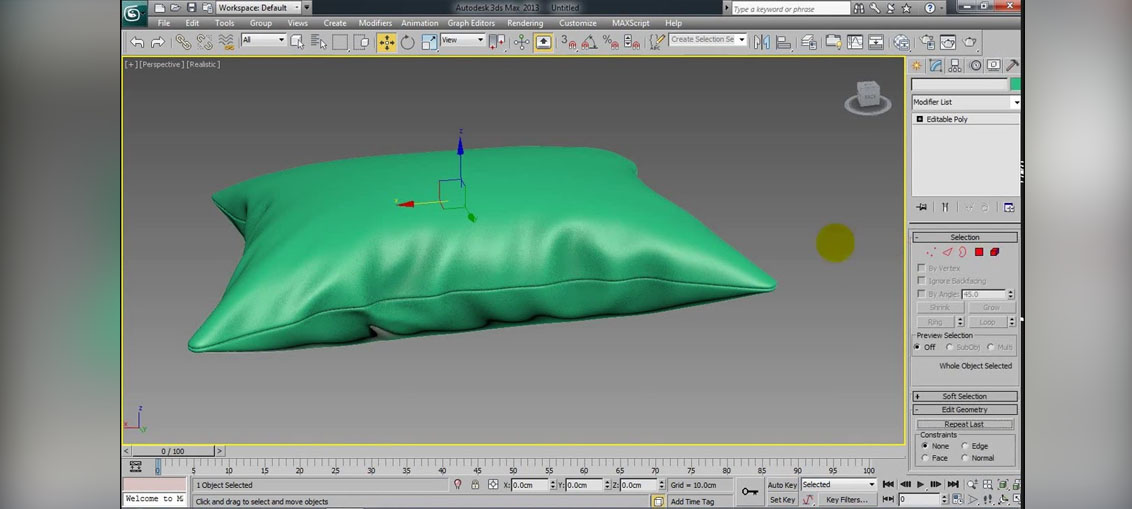 3ds max pillow modeling tutorial , cloth modify