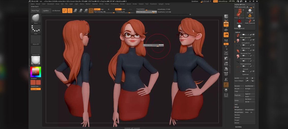 Zbrush 4r8 – Hair With the Bend Curve 3d Gizmo