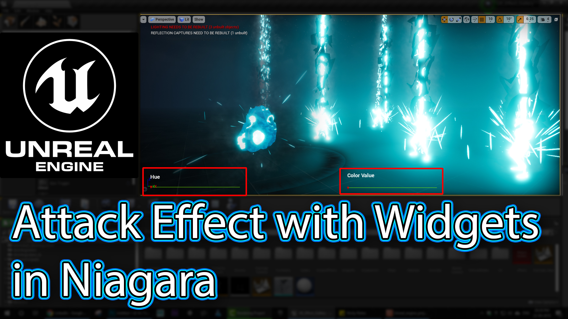 Unreal Engine Niagara Tutorial | Attack Effect with custom widget for Hue and Color Value