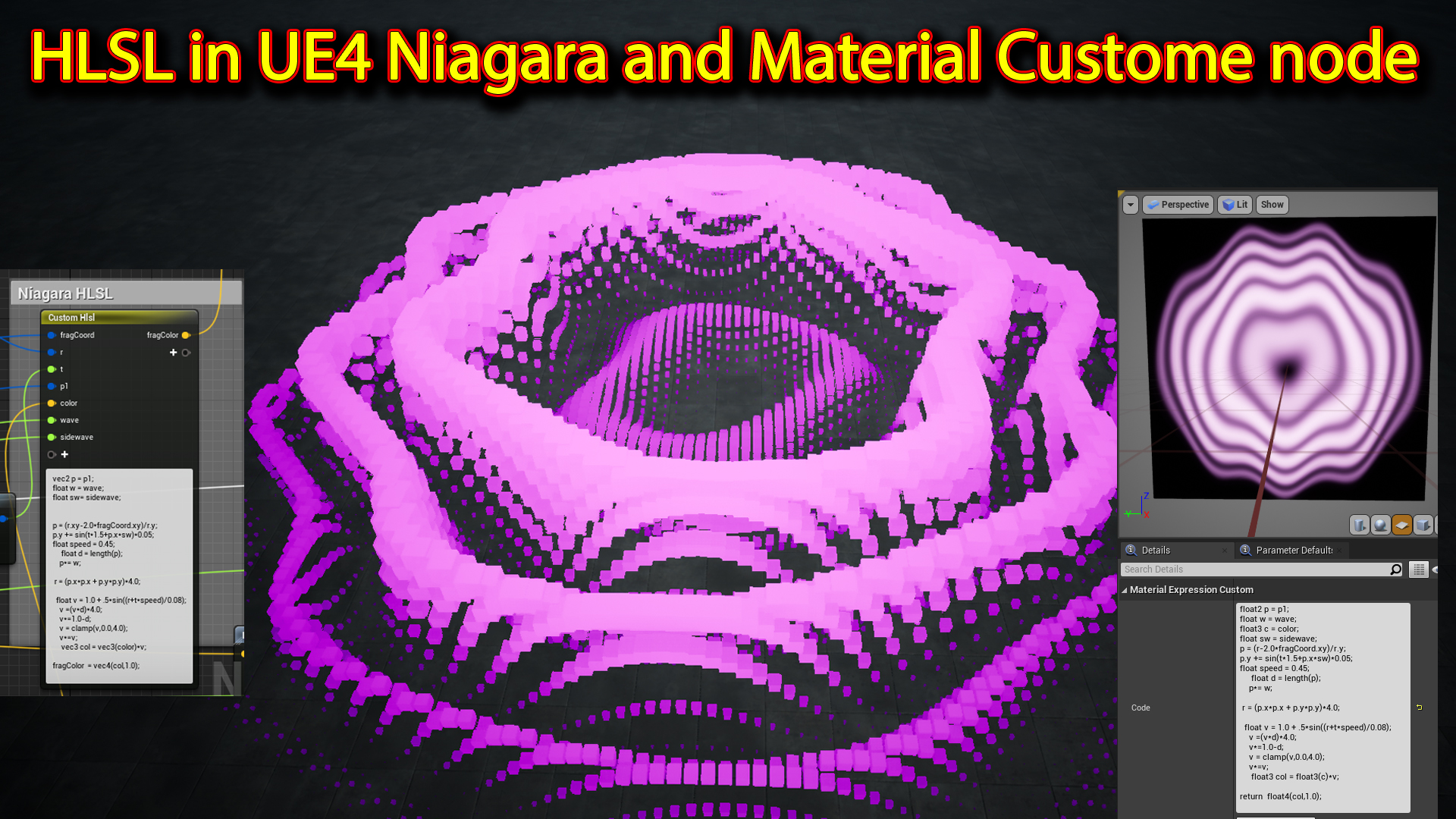 HLSL in UE4 Niagara & Material Custom node | Unreal Engine Niagara HLSL