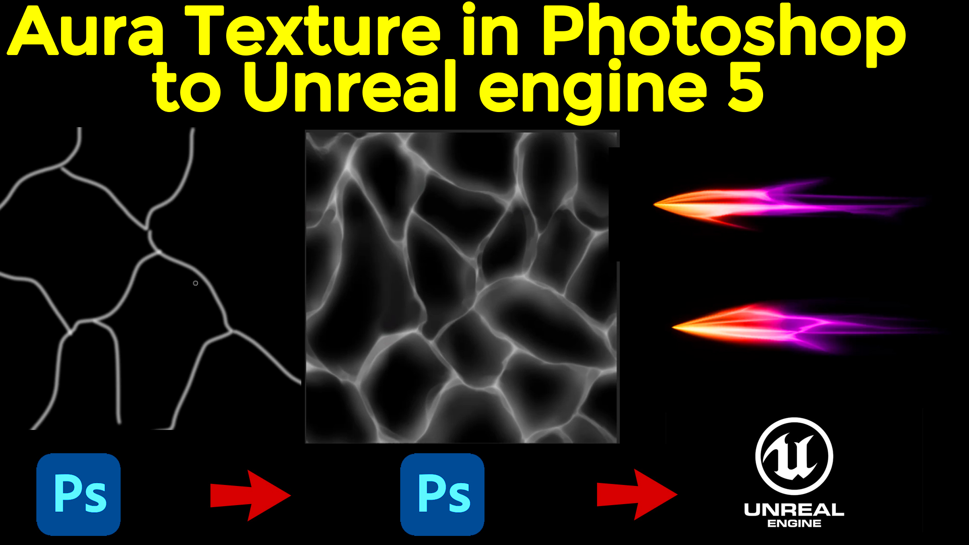 Aura Texture in Photoshop to UE5 Niagara Ribbon Trail | Download Project Files