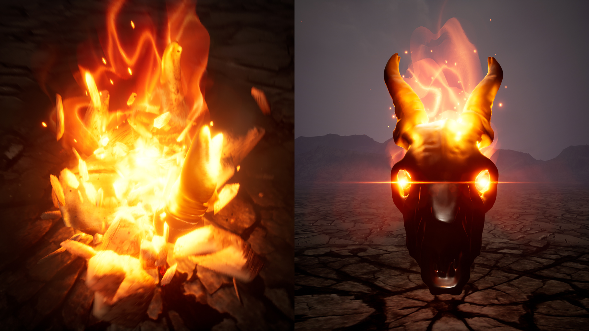 Flaming Skull FX in Unreal Engine 5.4 Niagara | Download Files