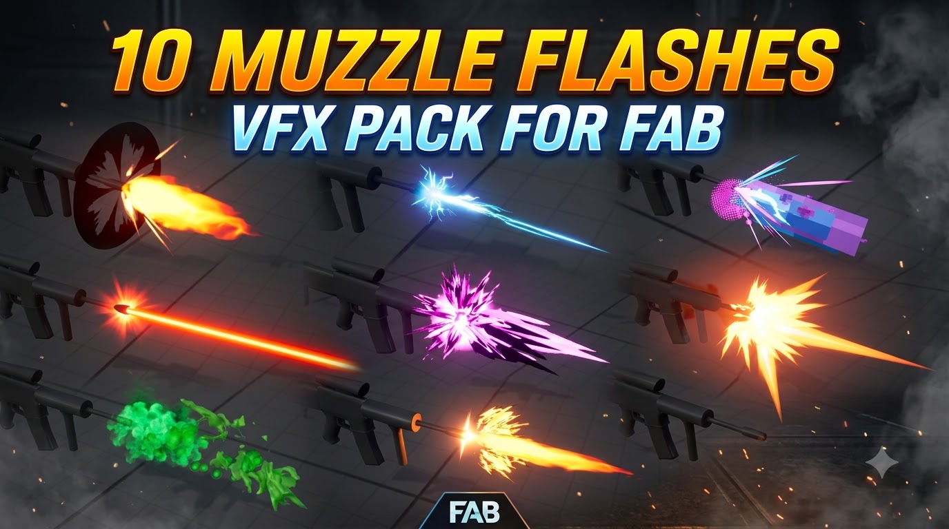10 Muzzle Flashes VFX Pack in UE5 Niagara